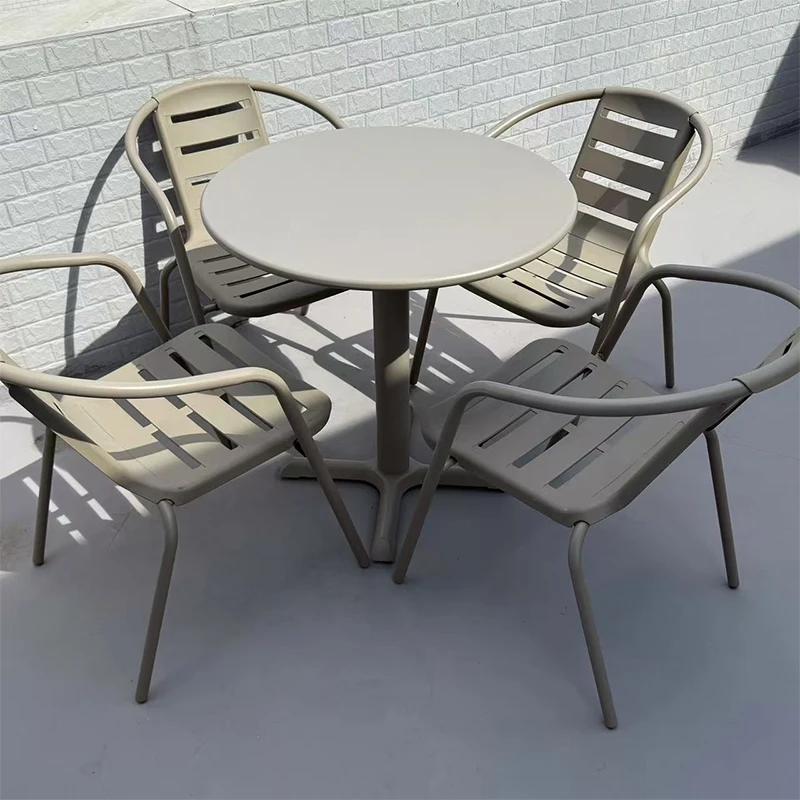 

Internet celebrity outdoor leisure table and chair combination balcony tea outdoor courtyard open-air milk tea shop waterproof