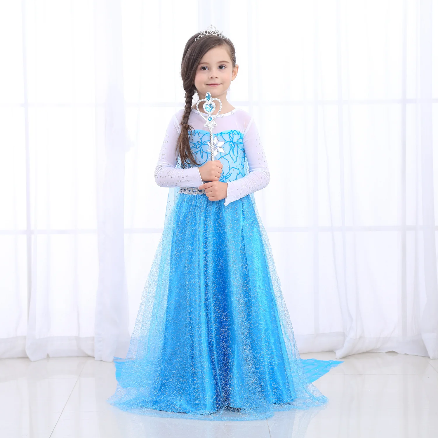 

Shiny Toddler Little Girls Movie Princess Frozen Elsa Birthday Party Cosplay Halloween Fancy Dress