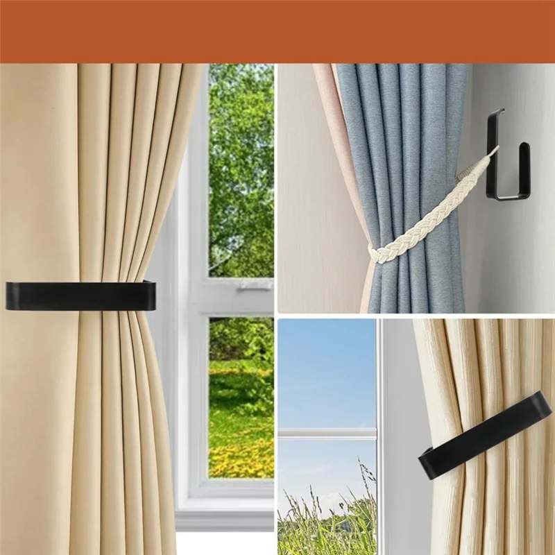 

ABJN-Acrylic Self-Adhesive Curtain Holdbacks - No Drill & Easy Install Curtain Tiebacks, Modern Design Curtain Tie Backs