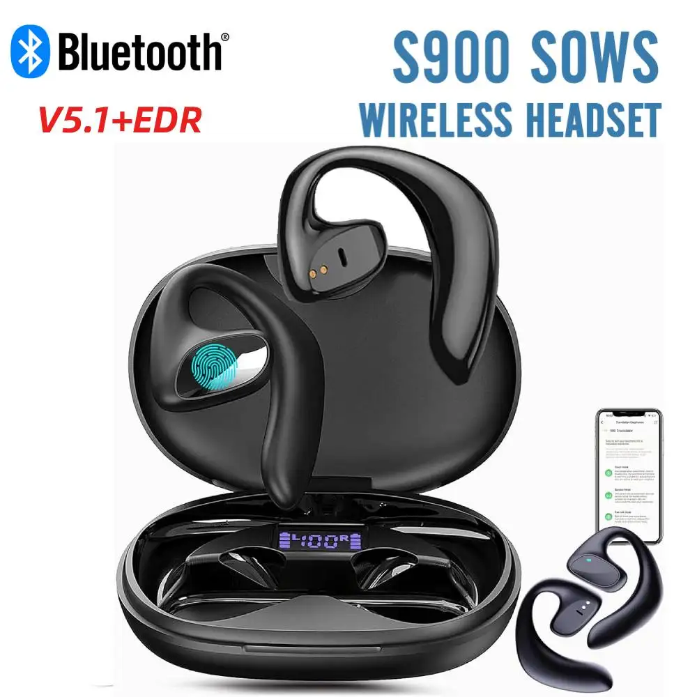 S900 OWS Wireless BT Translation Earbuds AI Real-time Language Translation Device Earphones for Travel Business and Learning