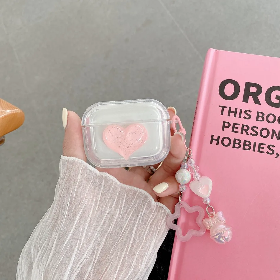 SFor AirPods Pro 2 3 حافظة فاخرة شفافة لطيفة مع سلسلة من السيليكون لحماية سماعات الأذن airpods2 غطاء هاتف airpod3