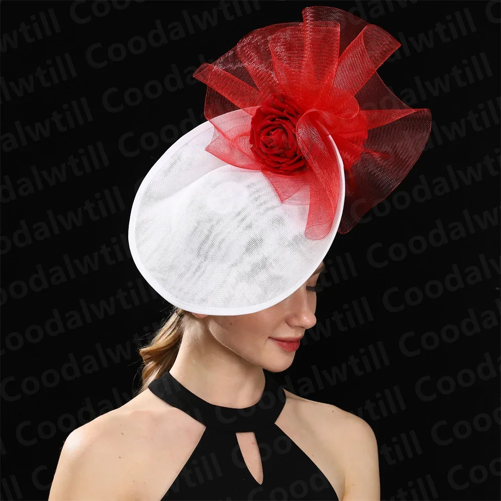 Fashion Veil Flower Fascinator Hat Women Wedding Party Headpiece Ladies Elegant Church Kentucky Chapeau Cap Mesh Bride Millinery