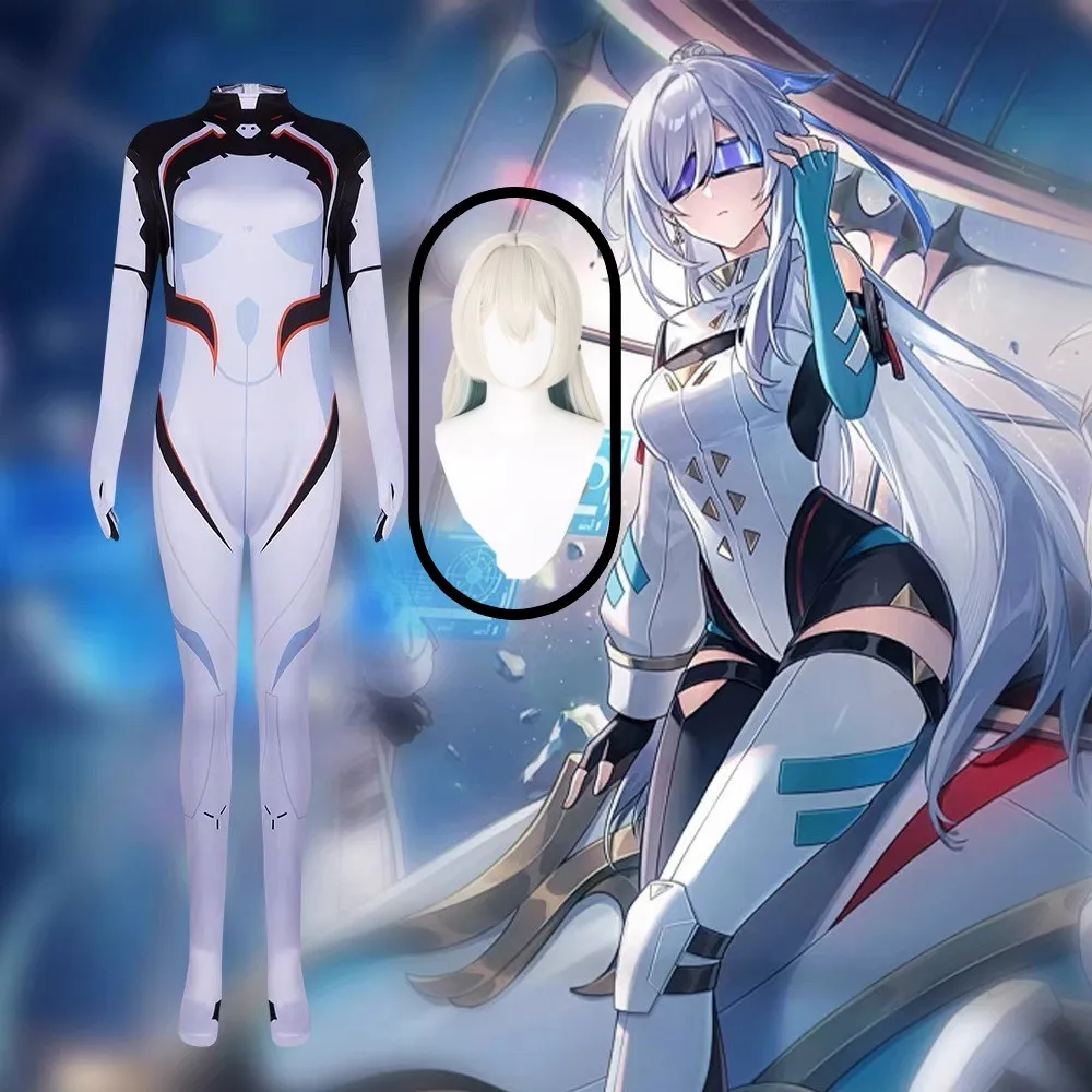 

Game Honkai Star Rail Firefly Cosplay Costume Firefly Wig battle suit Outfits Women Sexy Jumpsuit Outfits Halloween Full Set
