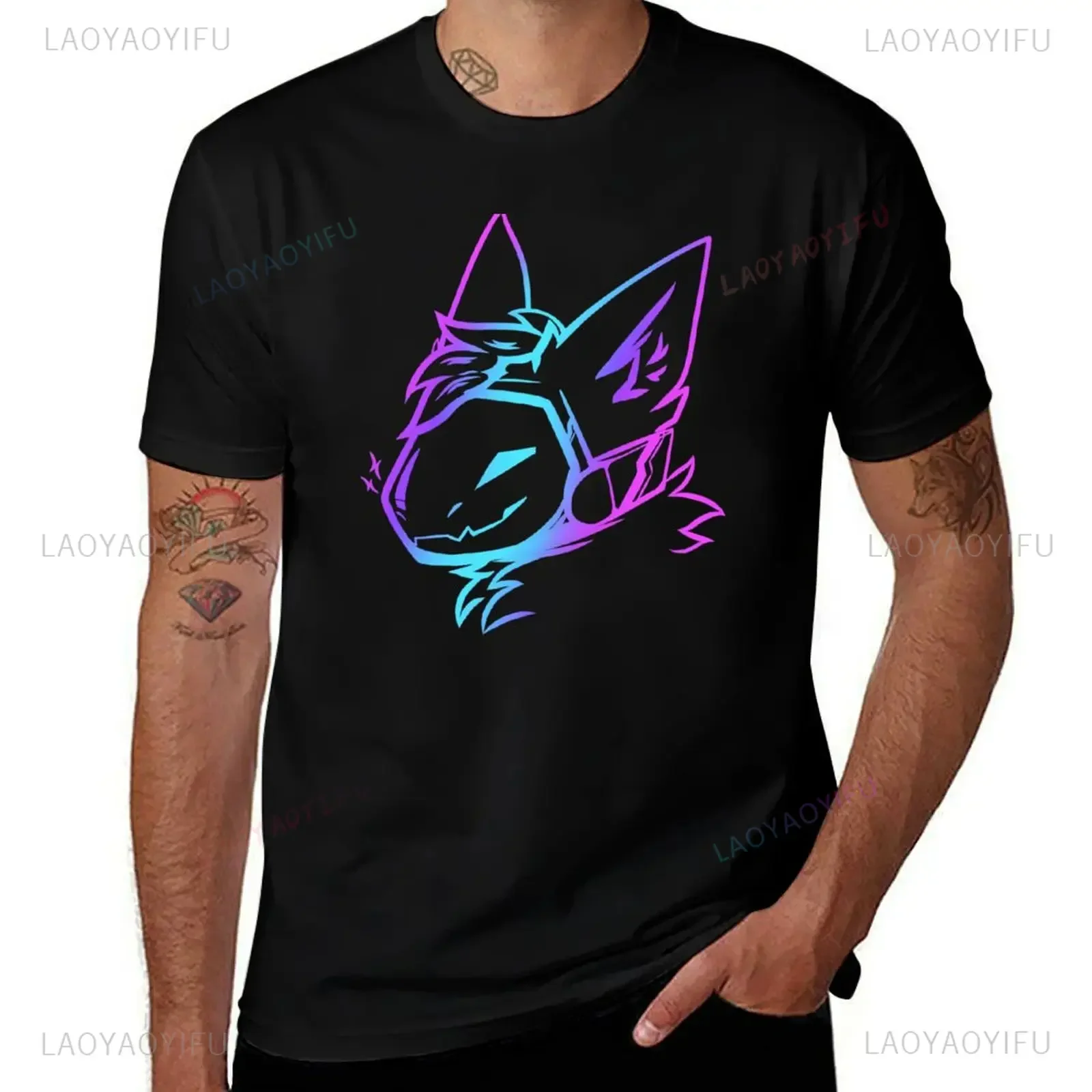 Groovy Protogen Bust Lineart Graphic Unisex T-Shirt Futuristic Anime Streetwear Y2K Kawaii Gamer Apparel