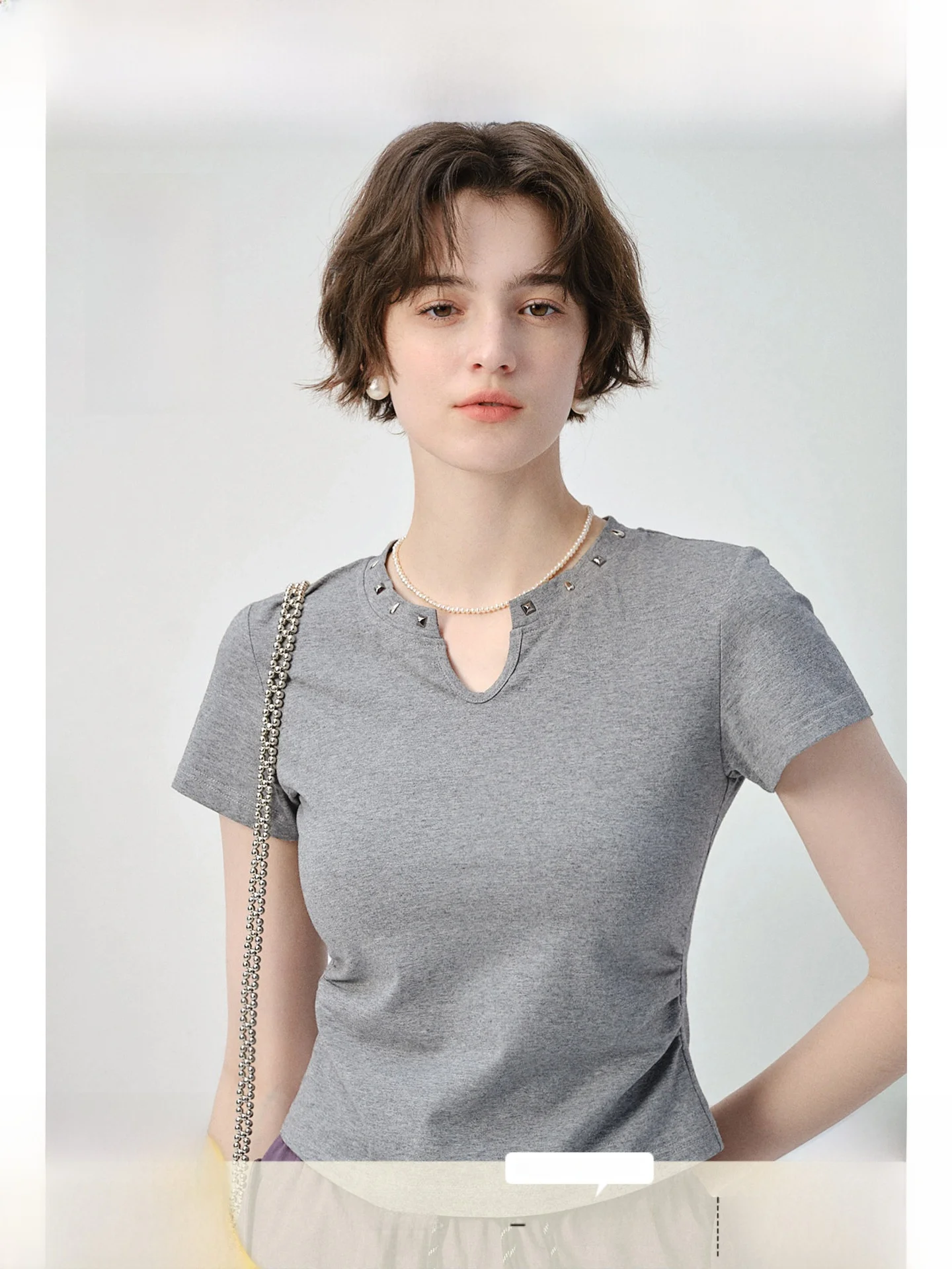 

plus Size Women's Short Sleeve T-Shirt U-Neck Elastic Waist Slimming Summer New Inner Wear Top Casual Style Color