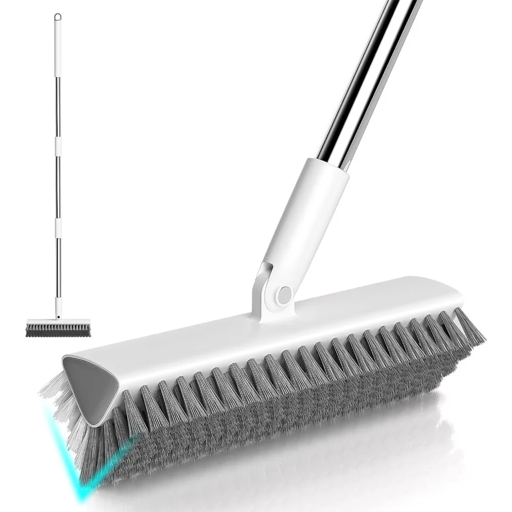 

Heavy-Duty Floor Scrub Brush with Long Handle Grout Cleaner for Bathroom Shower Kitchen Tile Concrete