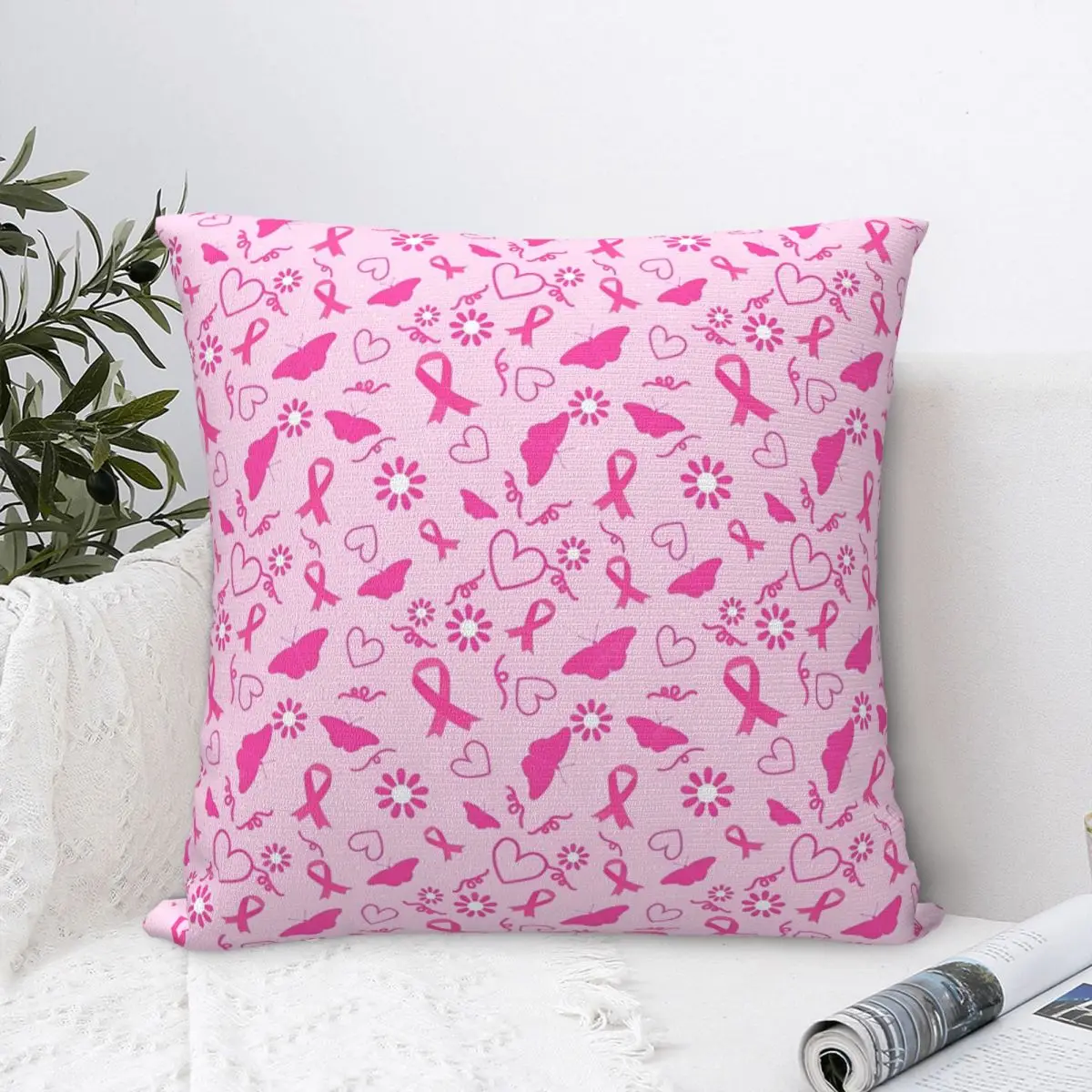 Breast Cancer Awareness Month Throw Pillow Cover Throw Pillow Ribbon Awesome Pillowcover Home Decor