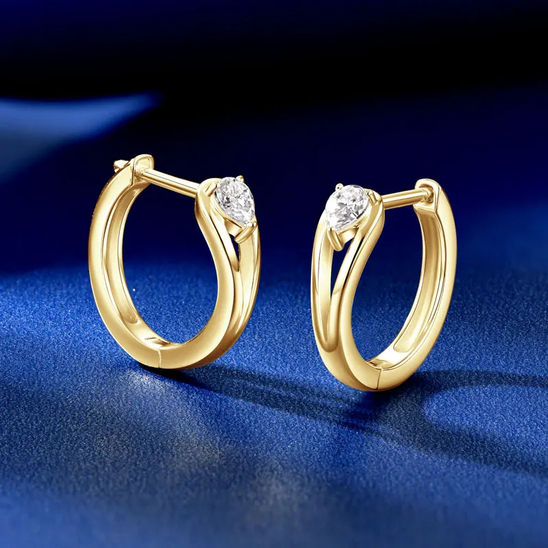 

RAPRGOLD 0.3ct Pear Cut Moissanite Hoop Earrings for Women Real 925 Sterling Silver Huggie Earring Fine Jewelry Gifts Pendientes