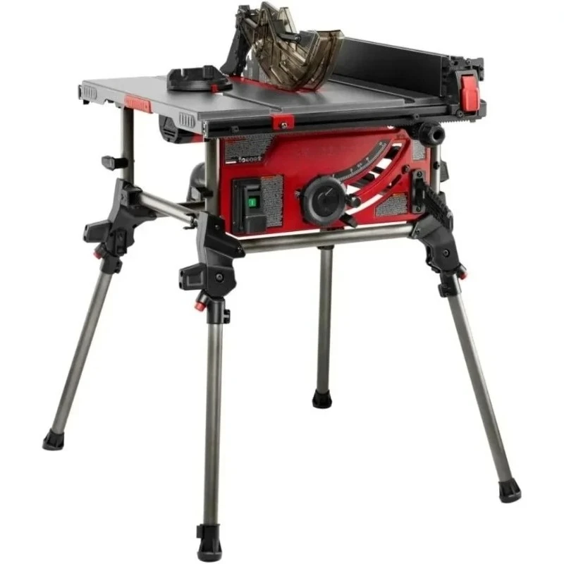 Jobsite Wood‑Cutting Table Saw, 10 Inch Blade, 15A Power Motor, Portable Workbench Saw With Folding Bracket