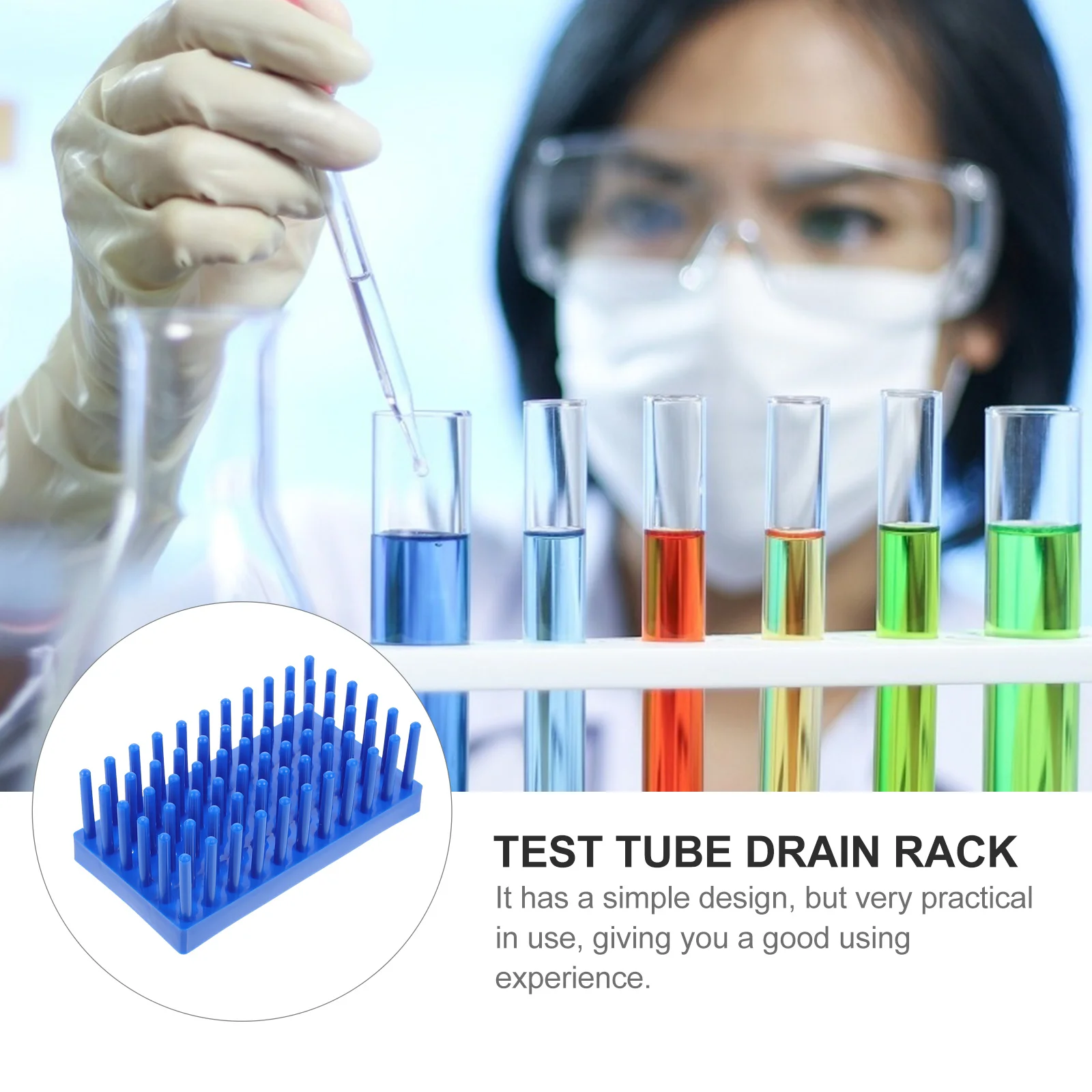 Plastic Test Tubes Drying Drain Rack Blue Plastic Test Tubes Rack Plastic Test Tubes Stand Plastic Chemistry Tray Science Hole