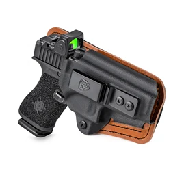 IWB Kydex Leather Hybrid Holster with Comfort Pad for Glock 17/19/43X Hellcat Pro Sig P320 P365 S&W MP Shield Concealed Carry