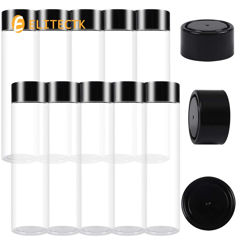 Botellas de jugo vacías de 12 onzas para mascotas con tapas, recipientes transparentes reutilizables para almacenar zumo, leche, batidos, bebidas caseras