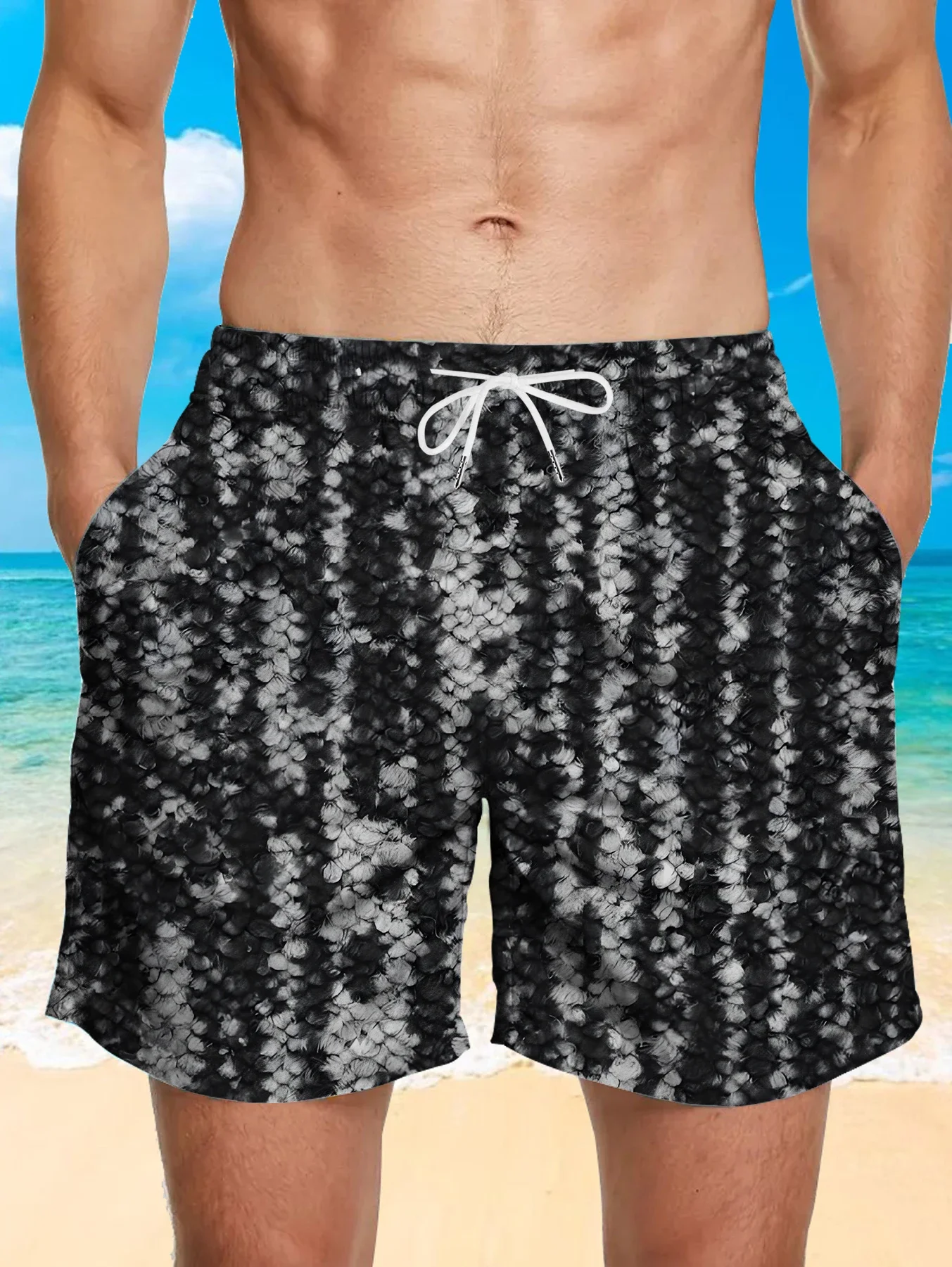 

Men's Digital Printed Shorts Full Print Beach Pants Quick Dry Polyester Casual Trunks