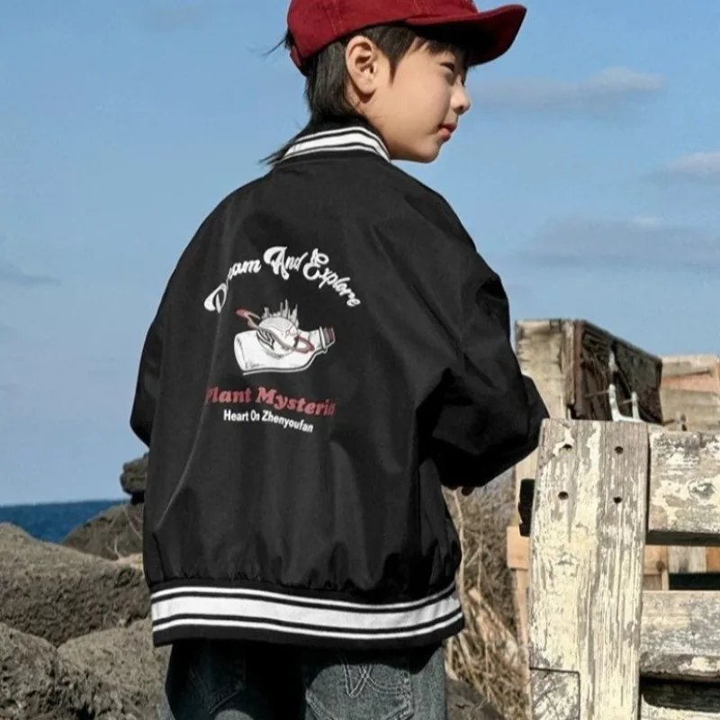 

Trendy Boys Baseball Jacket 2025 New Style Spring Autumn Big Kids Coat