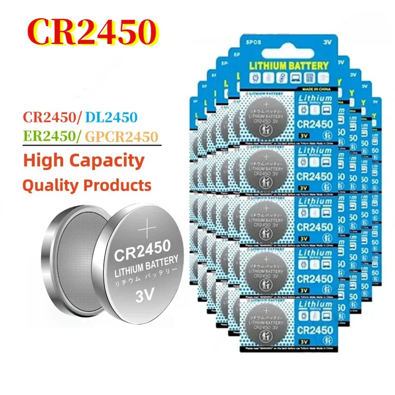 CR2450 Watch Buttom Battery KCR2450 5029LC LM2450 DL2450 ECR2450 BR2450 CR 2450 3V 600mAh Lithium Coin Cell Batteries 5-100pcs