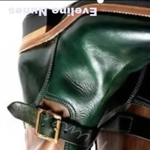 Black Vintage Leather Engineer Boots Men Round Toe Double Metal Buckle Slouchy Mid Calf Boots Low Block Heel Motorcycle Boots