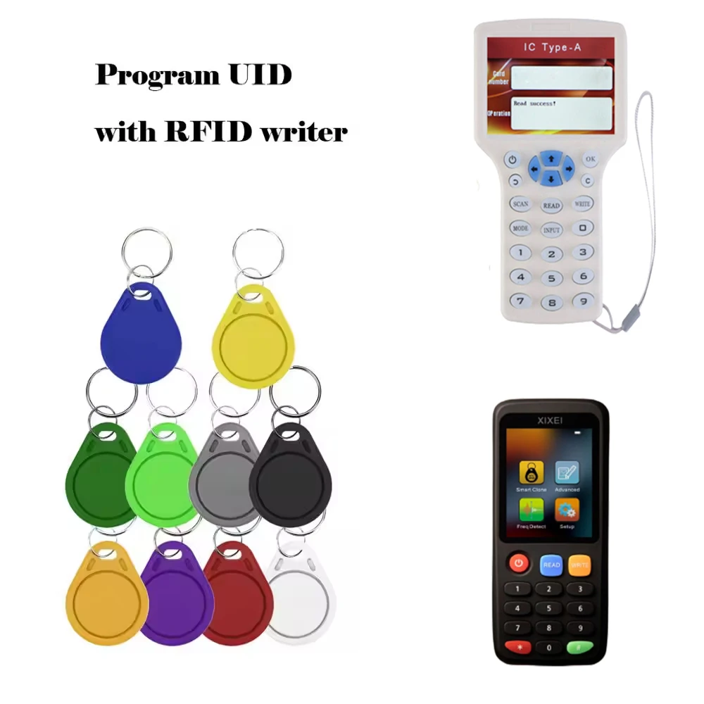 10PCS RFID 13.56MHZ UID Copyable Token Keychain Attendance Management Changes clone keychain tag Mif 1K S50 Writable