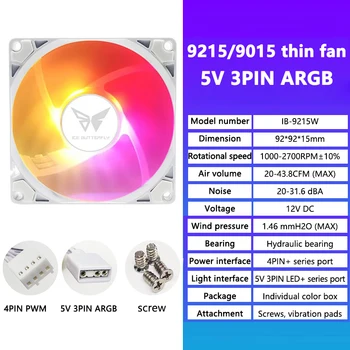 Ventilador da caixa do computador para o refrigerador do chassi, radiador de refrigeração, PWM, 4Pin, 12V, 9cm, 90mm, 92mm, PC