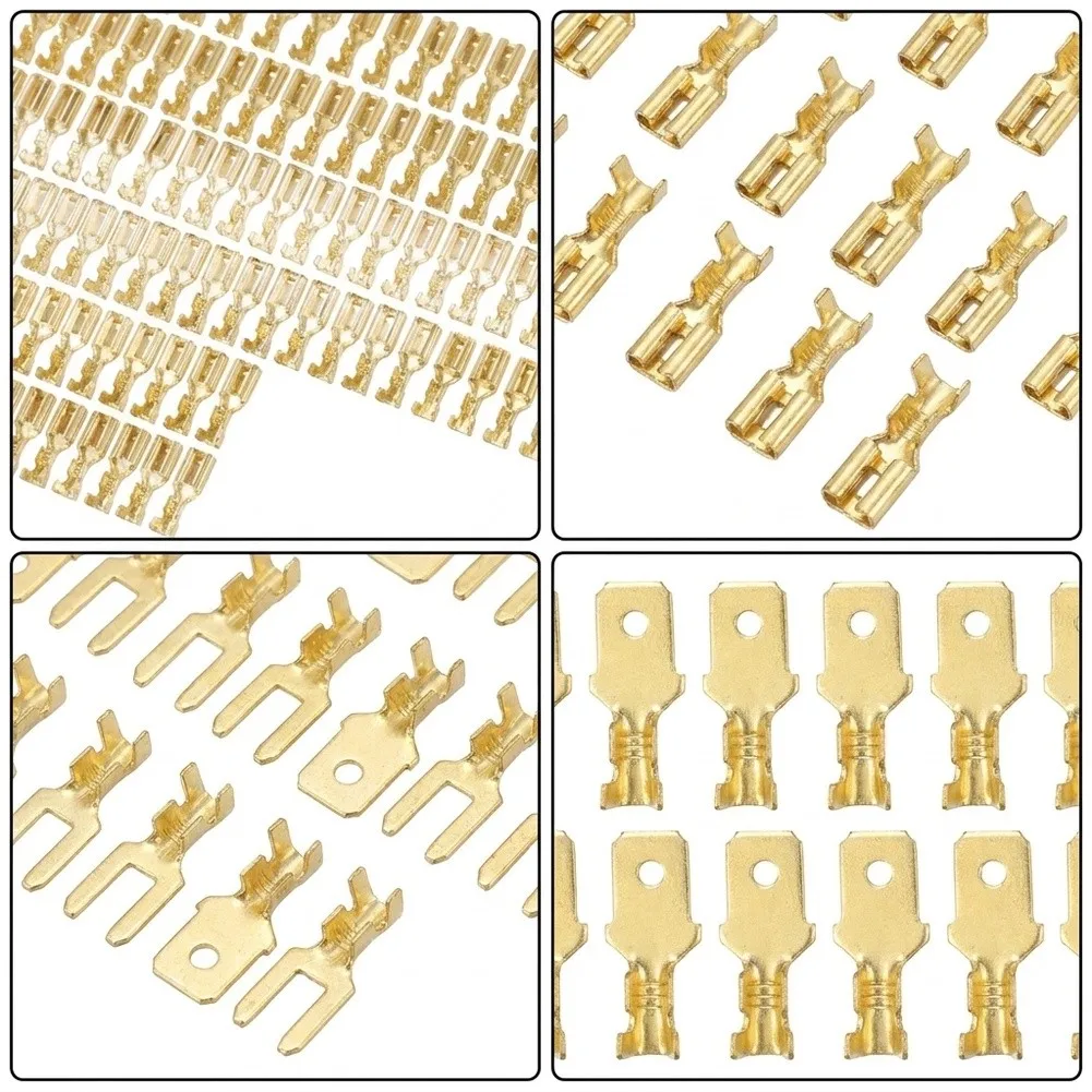 Insulated Terminal Kit for 2.8mm 4.8mm 6.3mm Sizes Cold Press Brass Connectors Electrical Wiring Automotive Maintenance