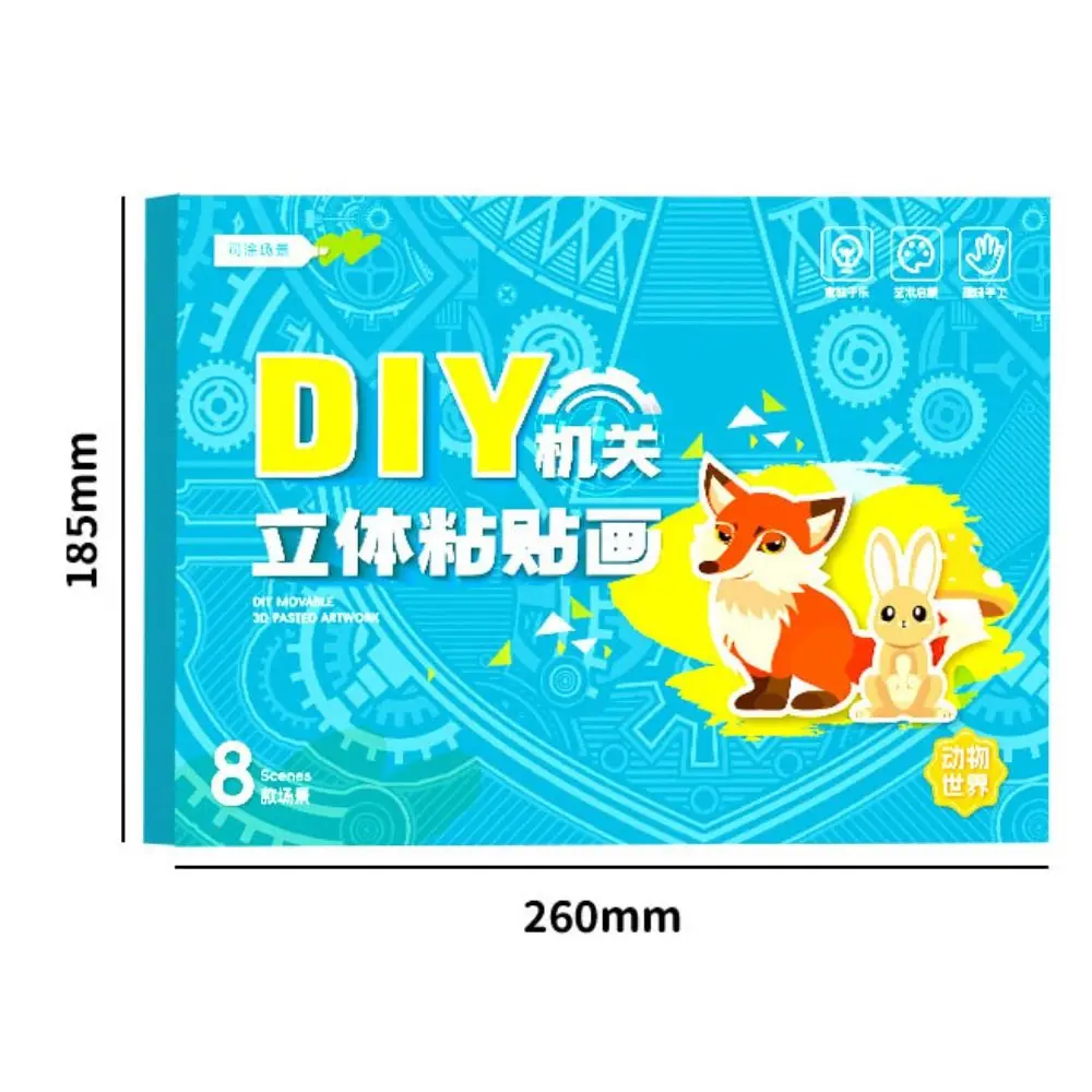 Paper 3D Geometric Sticker Books Handmade Montessori DIY Paste Material Kit Car Cartoon Animals Sticker Book Children