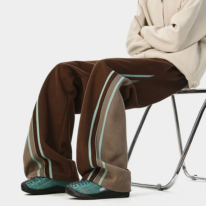 American Retro Striped Sweatpants Men's Hiphop Casual Trousers Retro Loose Wide-leg Trousers