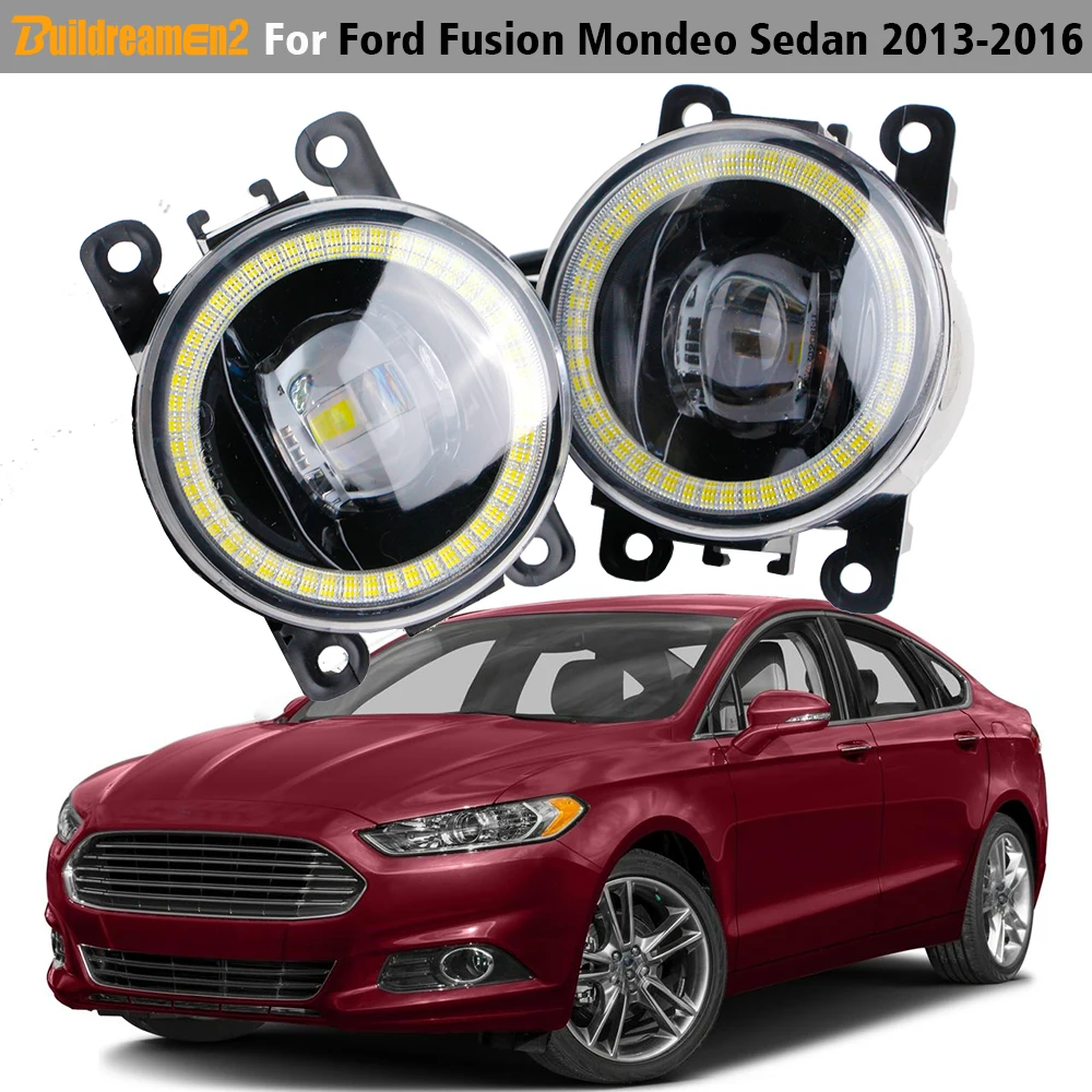 1 Pair Car Front 30W LED Lens Fog Light Angel Eye DRL Driving Lamp H11 For Ford Fusion Mondeo Sedan 2013-2016 (America Model)