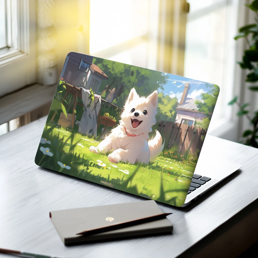 2 Pcs/pack Cute Anime Pet Dog Laptop Decal, Self‑Adhesive Vinyl Anti‑Scratch  Notebook Skin Sticker for Laptop Shell Decoration