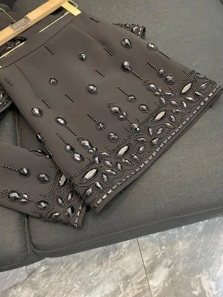 Faionable Conjunto de falda y top ort con adornos pesados Conjunto de dos piezas Star Sle Commute Wind para mujeres de 25 a 35 años