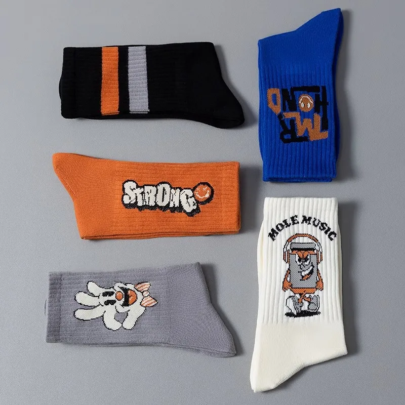 

Fashion Trendy Printed Youth Socks Cotton Sweat-Absorbing Sports Casual Mid-Length Socks Various Styles Wholesale