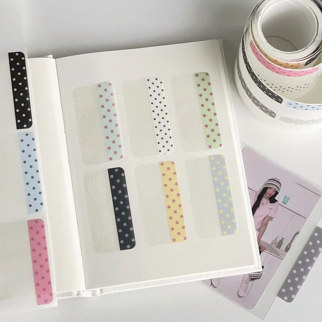 100 Sheets/Roll Polka Dot Index Label Stickers Tape Kawaii Page Divider Tabs For Student Notebook Scrapbook Decoration Materials