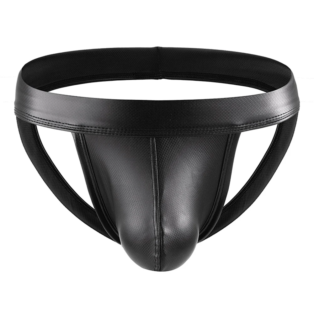 Lencería Anal de piel sintética con bolsa para bulto para hombre, Tanga con parte inferior abierta, suspensorio con bolsa en U, suspensorio, calzoncillos sin entrepierna