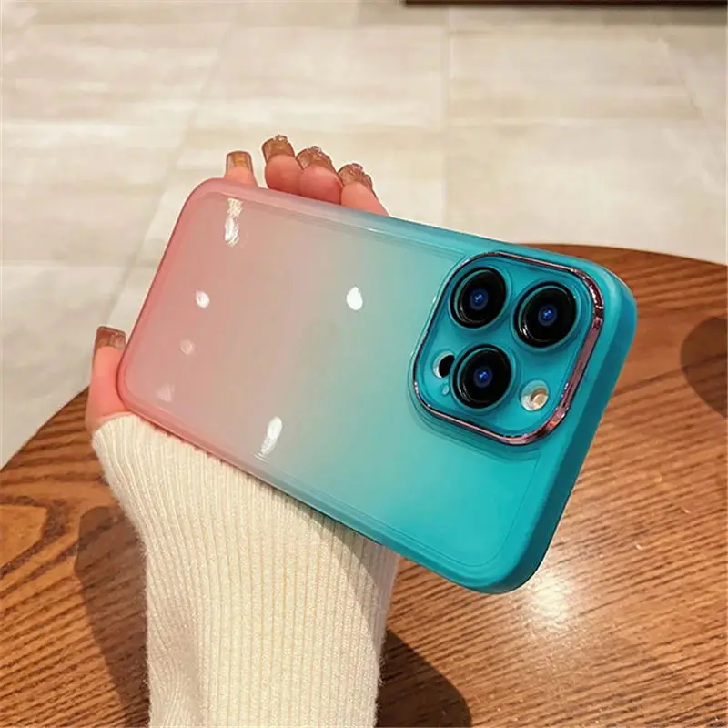 Luxury Gradient Rainbow Clear Phone Case For iPhone 16 Pro Max 15 14 13 12 11 X XR XS Plus Shockproof Camera protection Cover image 6