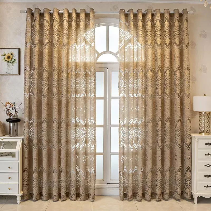 

1pc High-end Jacquard Hollowed-out Semi-transparent Gauze Curtain for Living Room /Bedroom