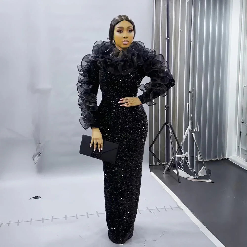 

Fashion sequins Women's evening dress elasticity african dresses for woman luxury turkey woman dresses