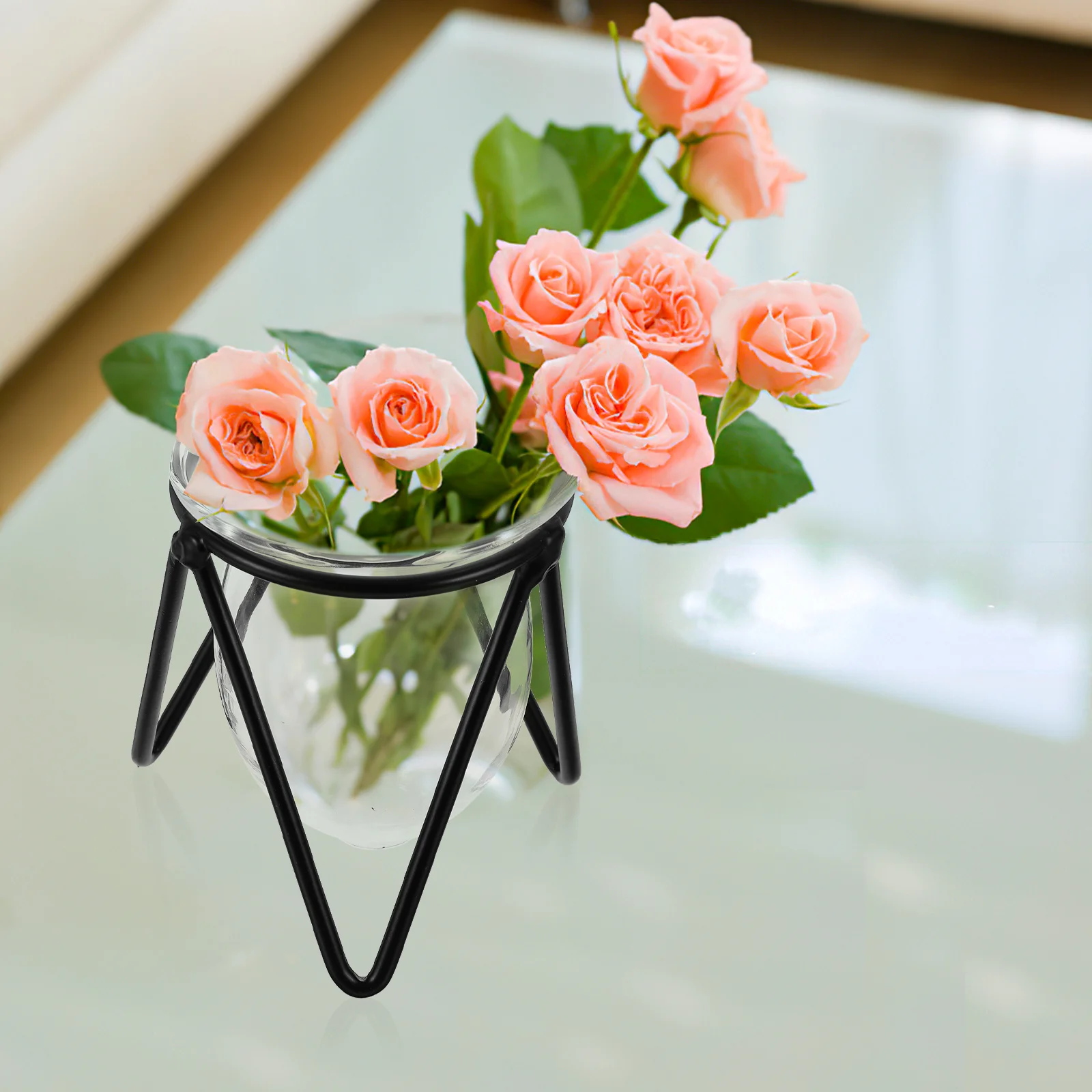 

6Pcs Iron Art Flower Holder Simple Glass Vase Hydroponic Water Plant Container Desktop Floral Decoration Flower Vase