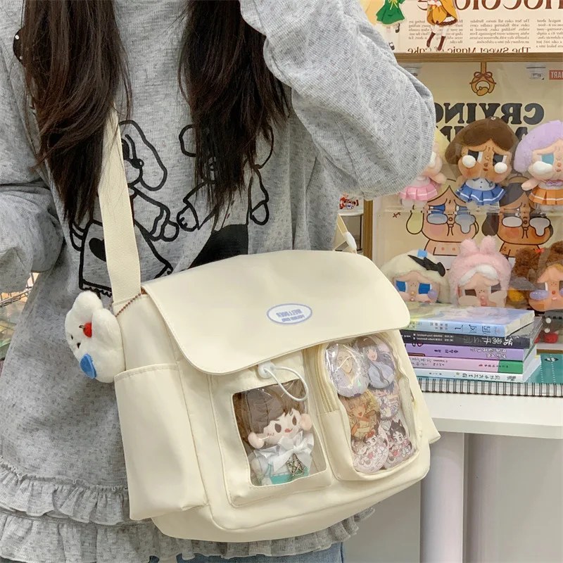 

Japan Style Kawaii Preppy Messenger Bag Crossbody Shoulder Bag For School Girls Large Capacity Transparent Ita Bag