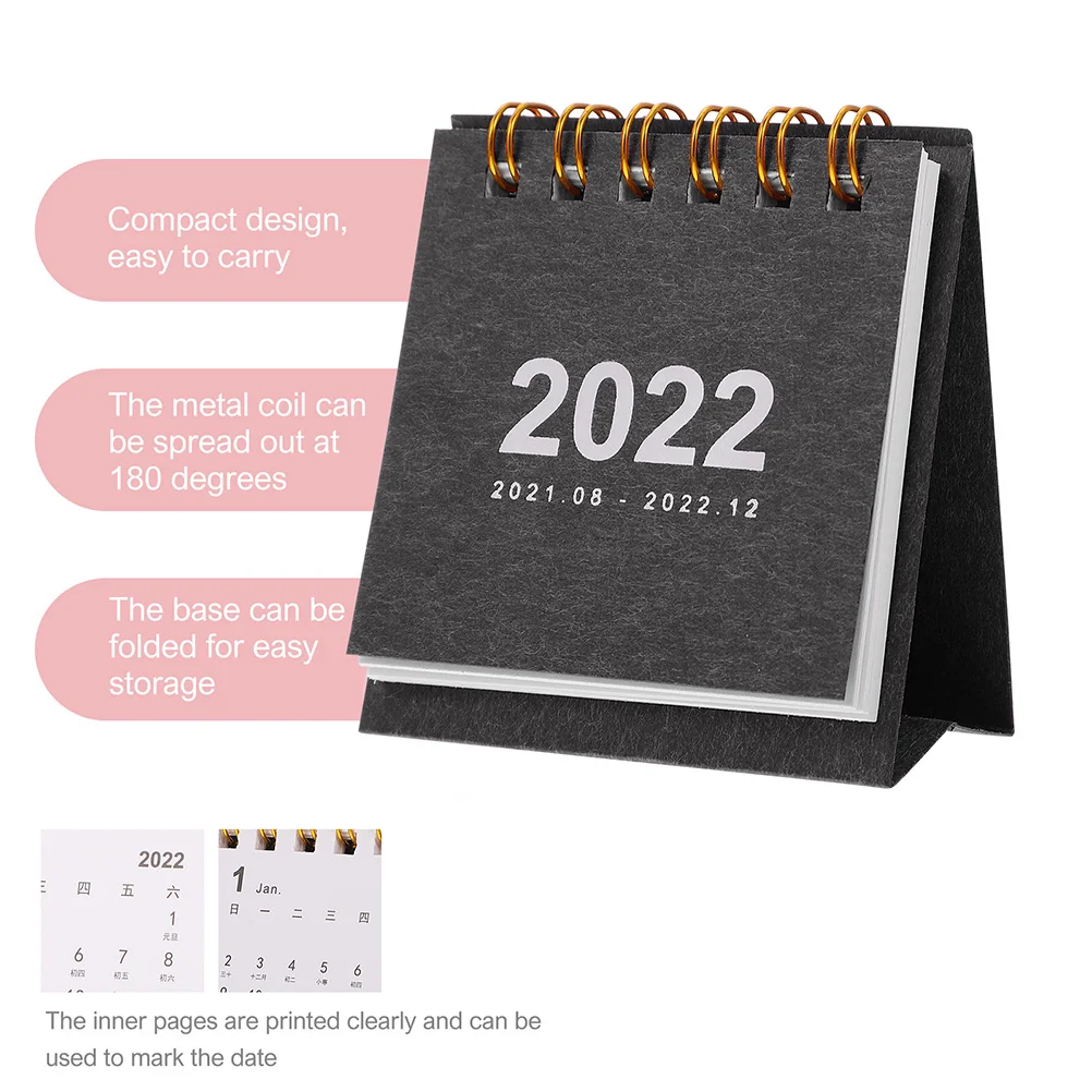 

2Pcs Small Desktop Calendar Simple Design 2022 Paper Calendar Multi Functional Schedule Planner for Teachers Office Workers Home