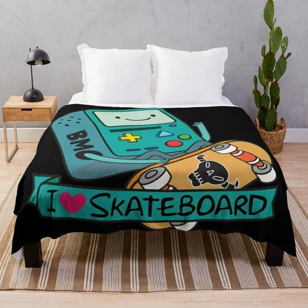 

BMO Skateboard Throw Blanket Hairy decorative christmas decoration wednesday Blankets