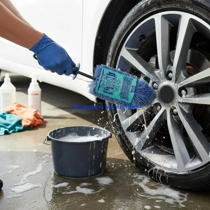 A70F Additional Border Cleaning Brush Gentle Scrubbing for Automobiles Boats Ergonomic Handle Not Scratch Wheel Maintenance A