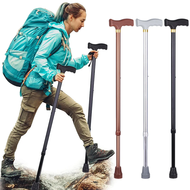 10-Speed Adjustable Lightweight Hiking Poles Retractable Aluminum Alloy Walking Stick Non-Slip Elderly Walking Stick