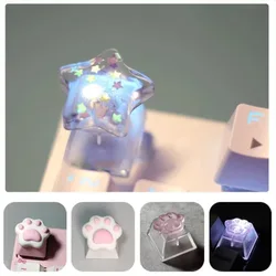 Keycap Games Backlit Cat Paw DIY Star Key Cap Mechanical Keyboards Keycaps for Mechanical Keyboards R4 Height Cherry MX Axis