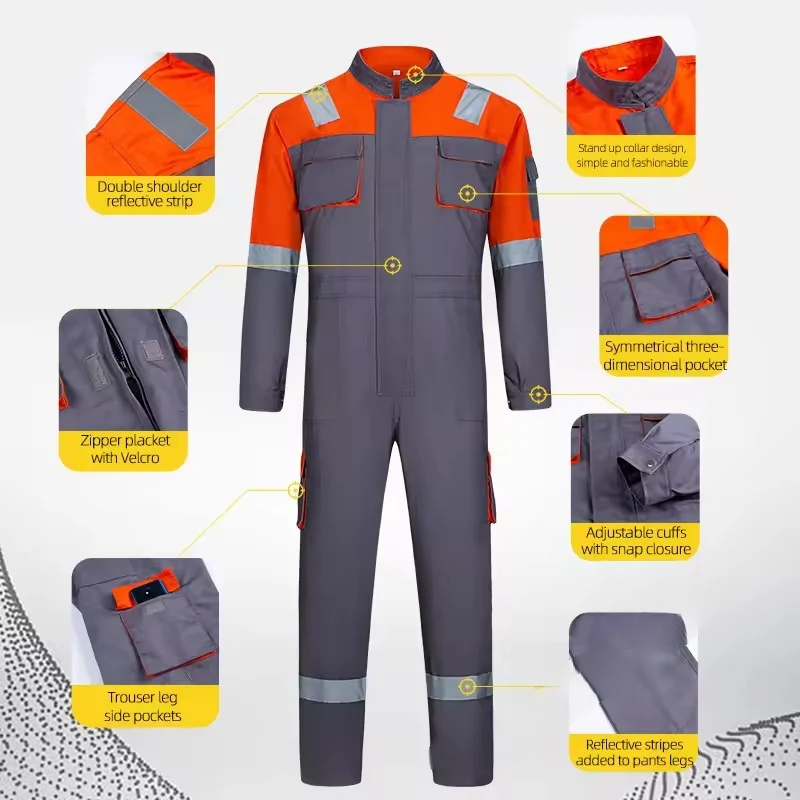 Men's Overalls, Welders, Auto Repairs, Ships, Shipping Crews, Reflective Strips, One-Piece Clothing, Labor Protection Clothing