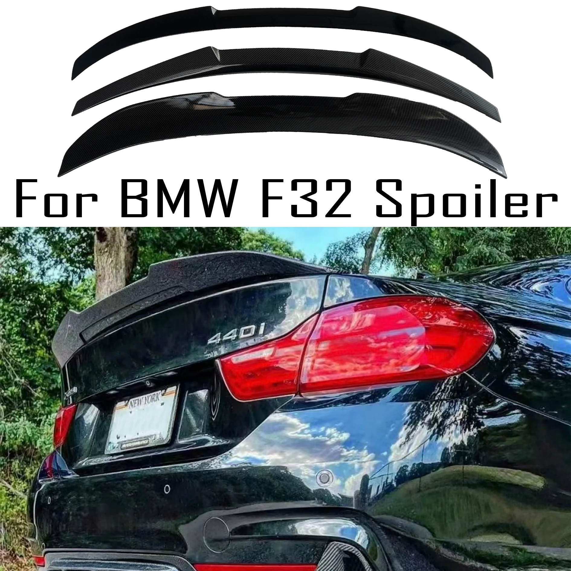 

For BMW 4 Series F32 2013-2019 430i 435i 440i M4 PSM MP carbon fiber car modification, rear trunk lid spoiler glossy black