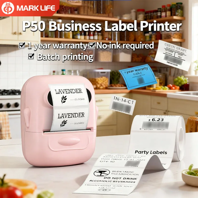 

Marklife P50 Label Printer Portable Sticker Printer Mini Inkless Wireless Bluetooth-compatible Label Machine for IOS Android