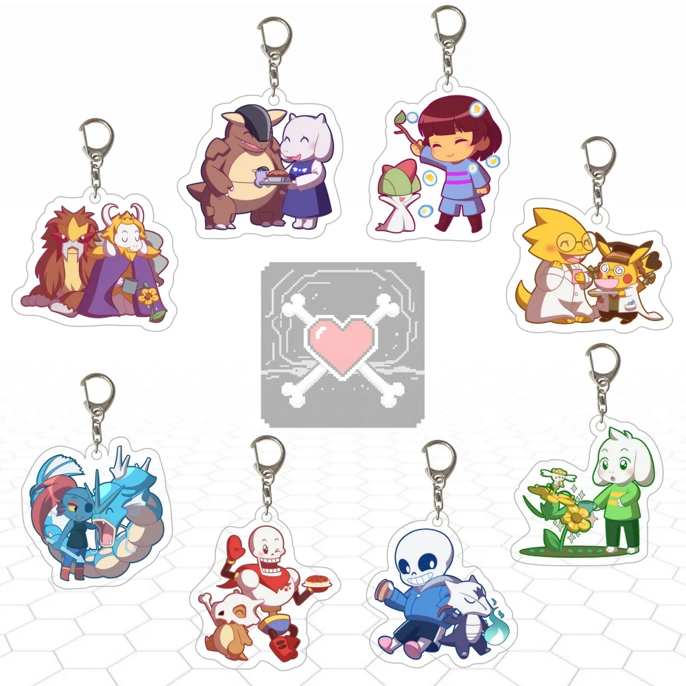 Игровой акриловый брелок Undertale 6 см с персонажами Санс, Папирус, Фриск, Азриэль, Альфис. Подвеска для сумки, подарок.