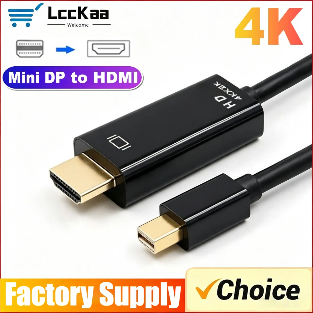 4K Mini DP To HDMI Cable 1.8m Mini DisplayPort To HDMI-compatible Converter Adapter for Laptop Projector Apple Mac Macbook Pro
