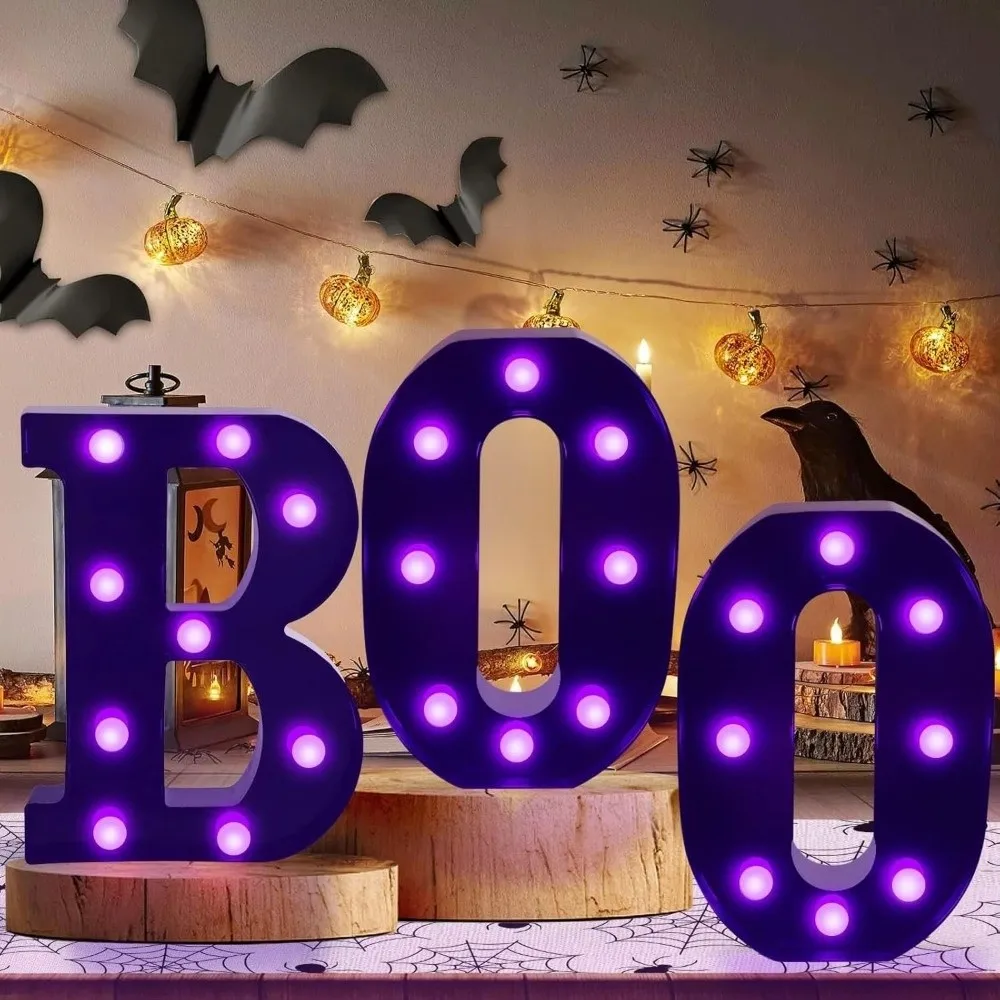 BOO LED Letter Lights Unique Creative Halloween Decoration Light Durable Photo Props Halloween Atmosphere Lamp Bar Home Decor
