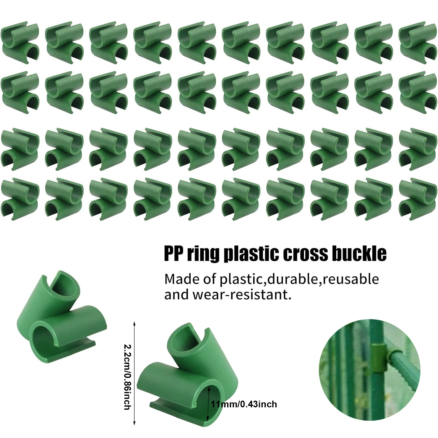 مشابك دعم النباتات البلاستيكية العالمية (10 قطع، 8-20 مم) - دعامة ثابتة للبستنة لنباتات التسلق وأعمدة الزهور