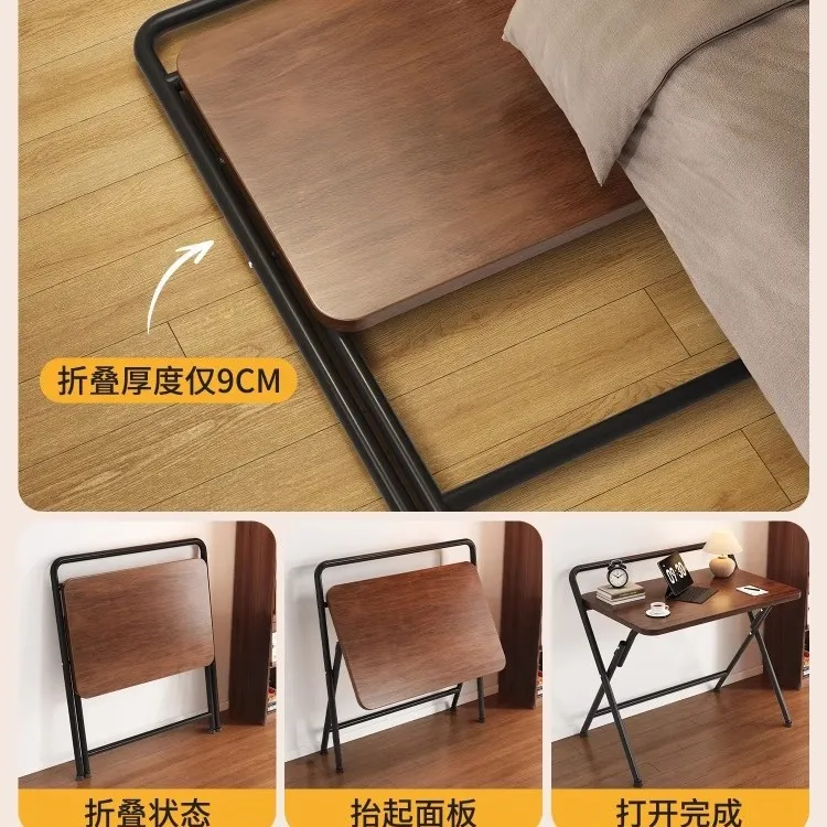 Foldable Computer Desk Carbon Steel Small Writing Table for Student Home Bedroom Bedside Supports