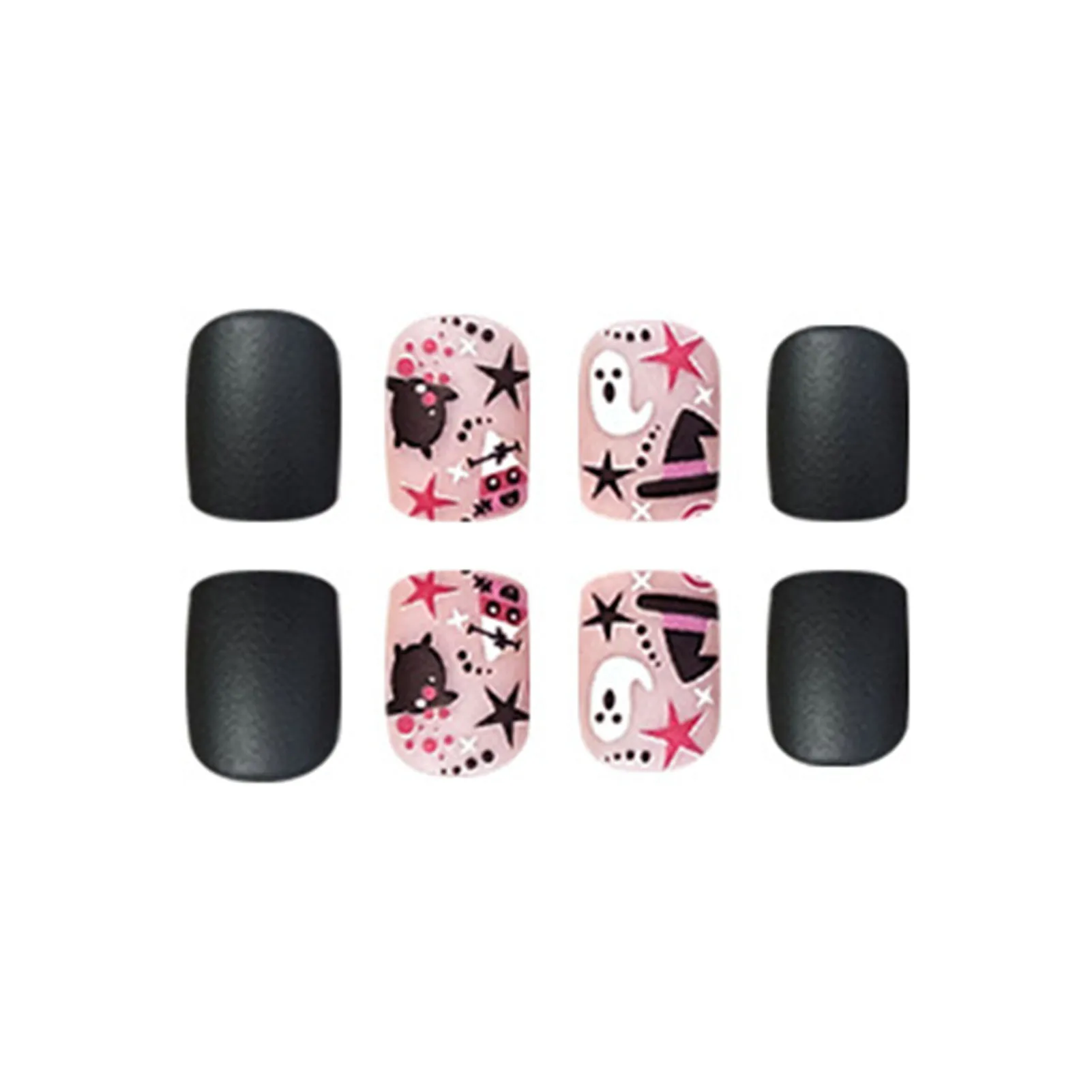 Ghost Printed Halloween False Nails Natural Unbreakable Nail Simple Wear for Professional Nail Art Salon Supply